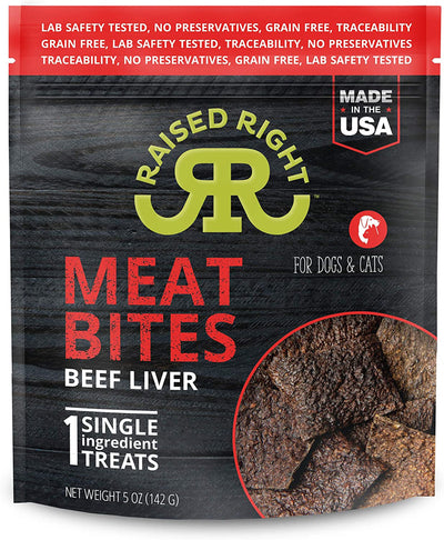 Raised Right Dog Cat Meat Bites Beef 5oz. (Case of 6)