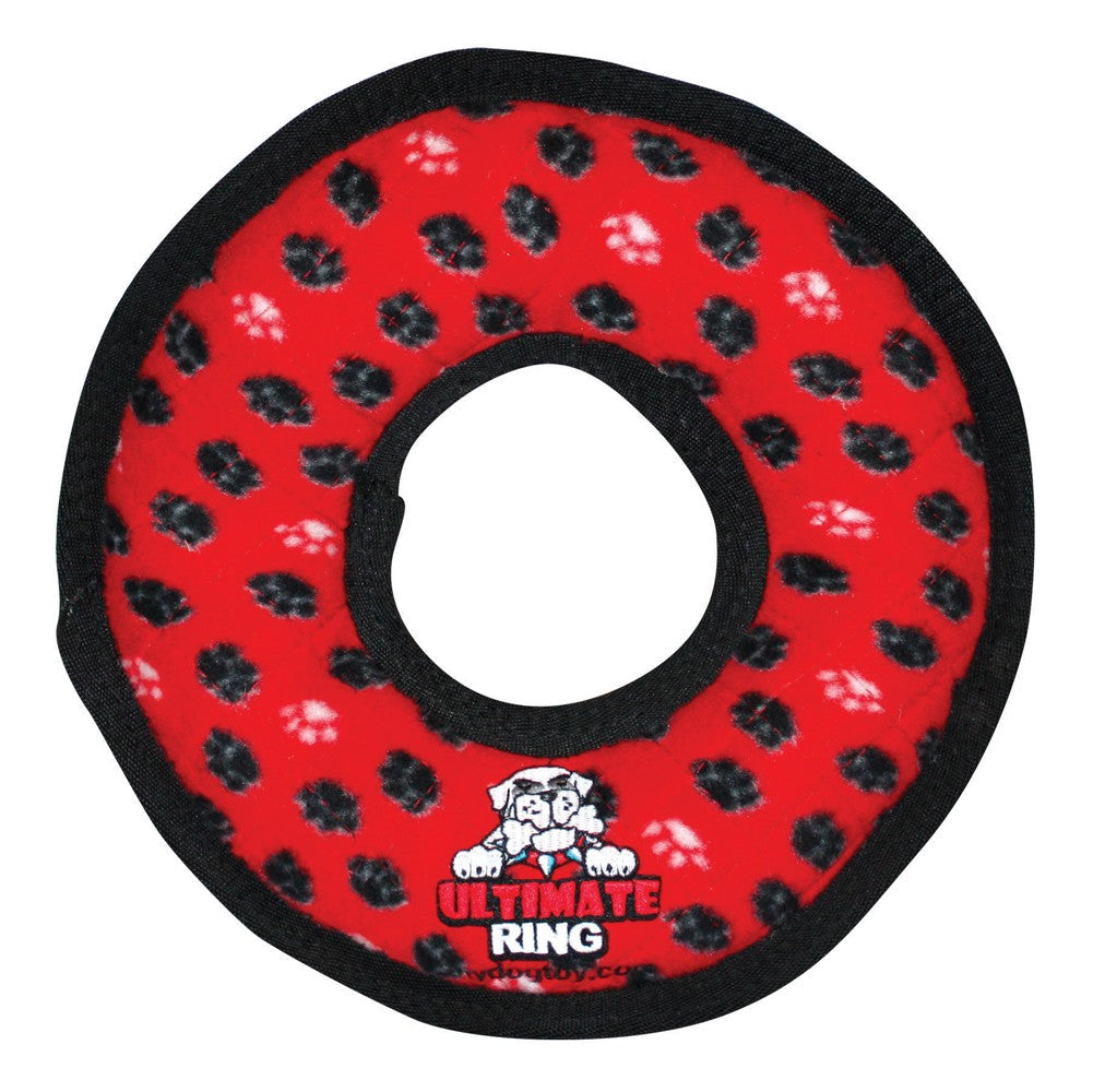 Tuffy Ultimate Ring Durable Dog Toy Red Paw 1ea/11 in