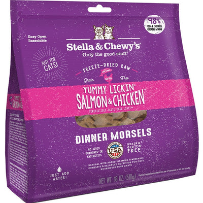Stella and Chewys Cat Freeze-Dried Dinner Yummy Salmon and Chicken 18oz.