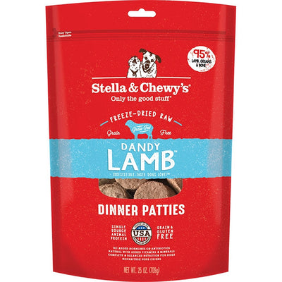 Stella And Chewys Freeze Dried Dandy Lamb Dinner Patties Raw Dog Food 25 oz.