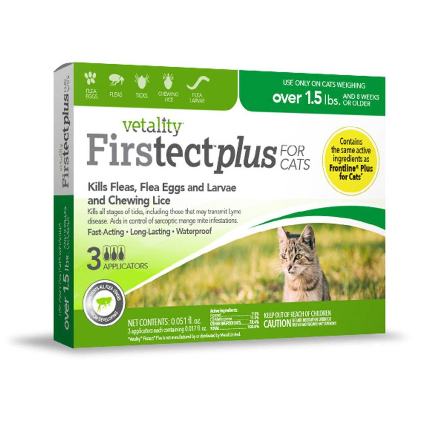 Vetality Firstect Plus Flea & Tick Treatment for Cats 1ea/3 ct