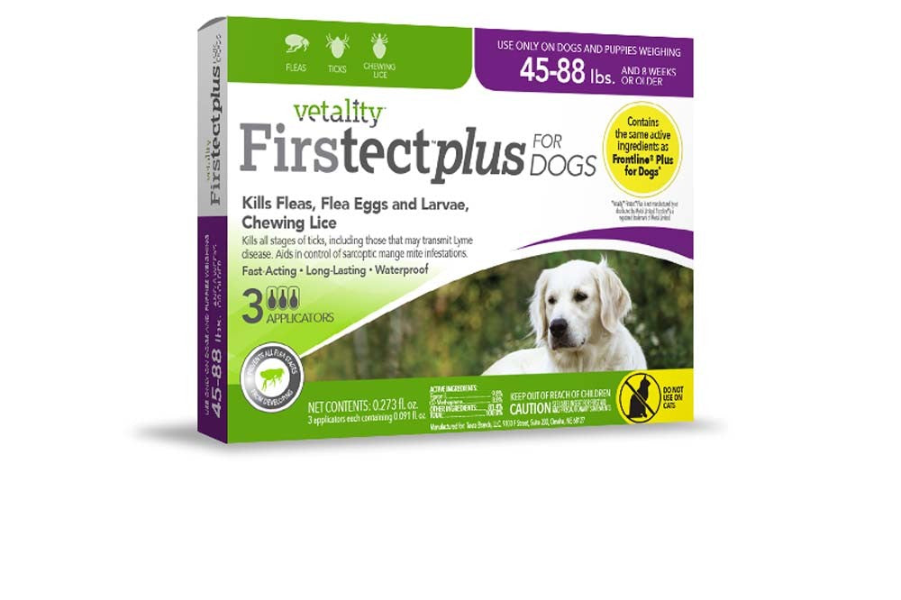 Vetality Firstect Plus Flea & Tick for Dogs 1ea/45-88 lb, 3 ct