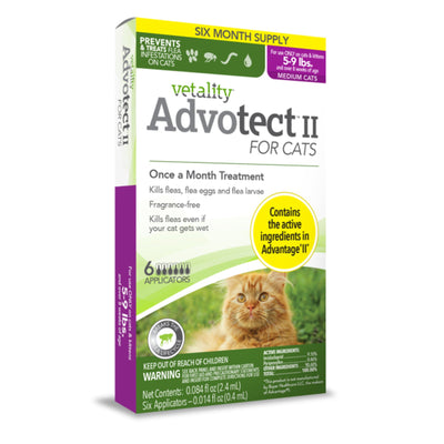 Vetality Advotect II Cat Flea Treatment 1ea/Cats 5-9 lb, 6 Doses