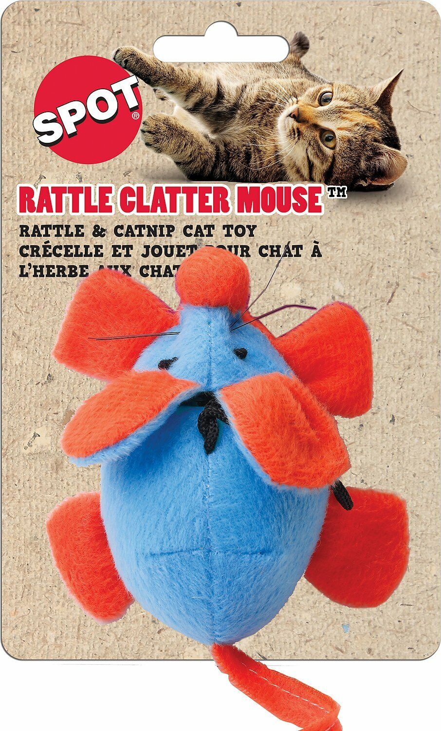 Spot Rattle Clatter Mouse Cat Toy with Catnip Assorted 9 in Large