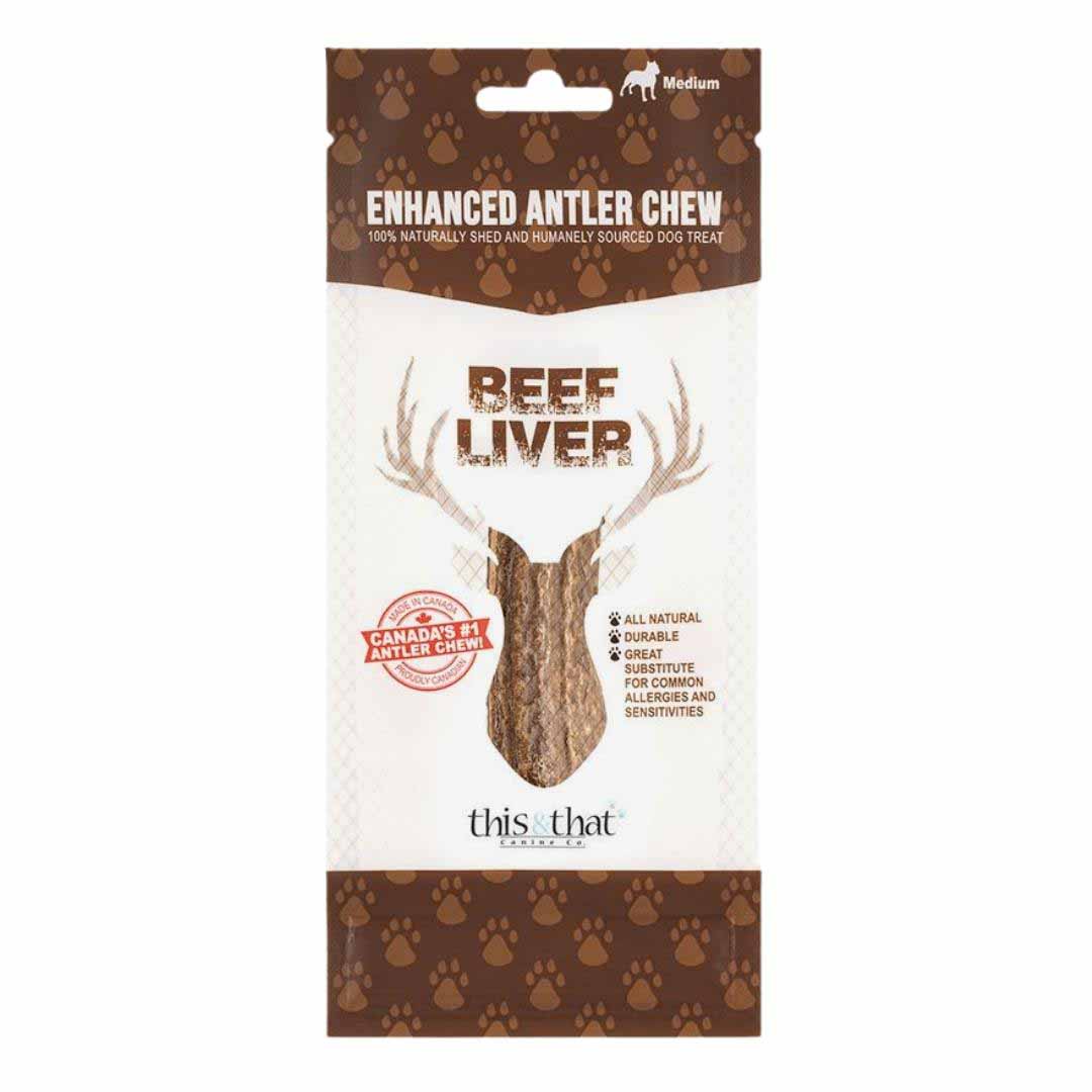 This & That Dog Enhanced Antler Chew Beef Liver Large