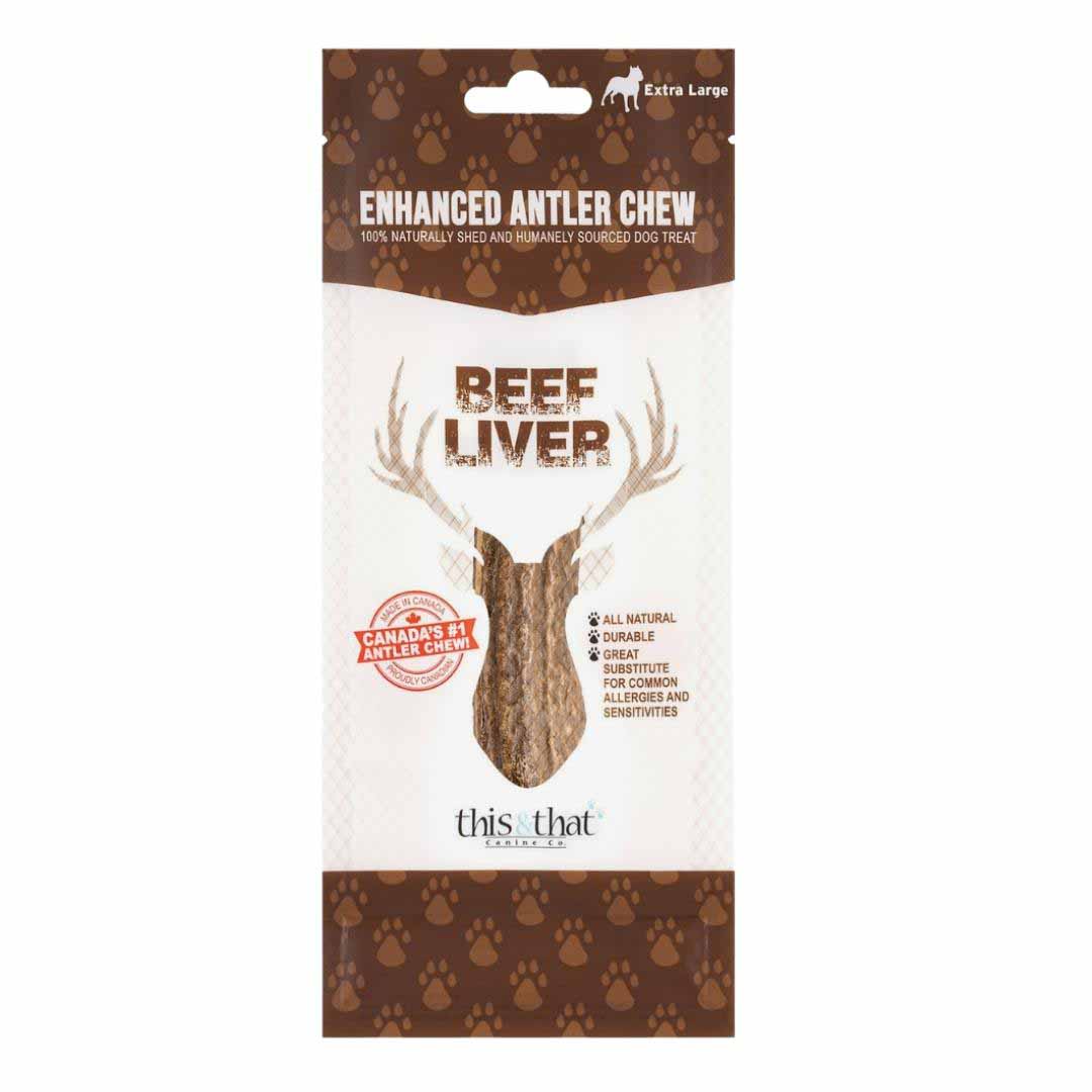 This & That Dog Enhanced Antler Chew Beef Liver Xlarge