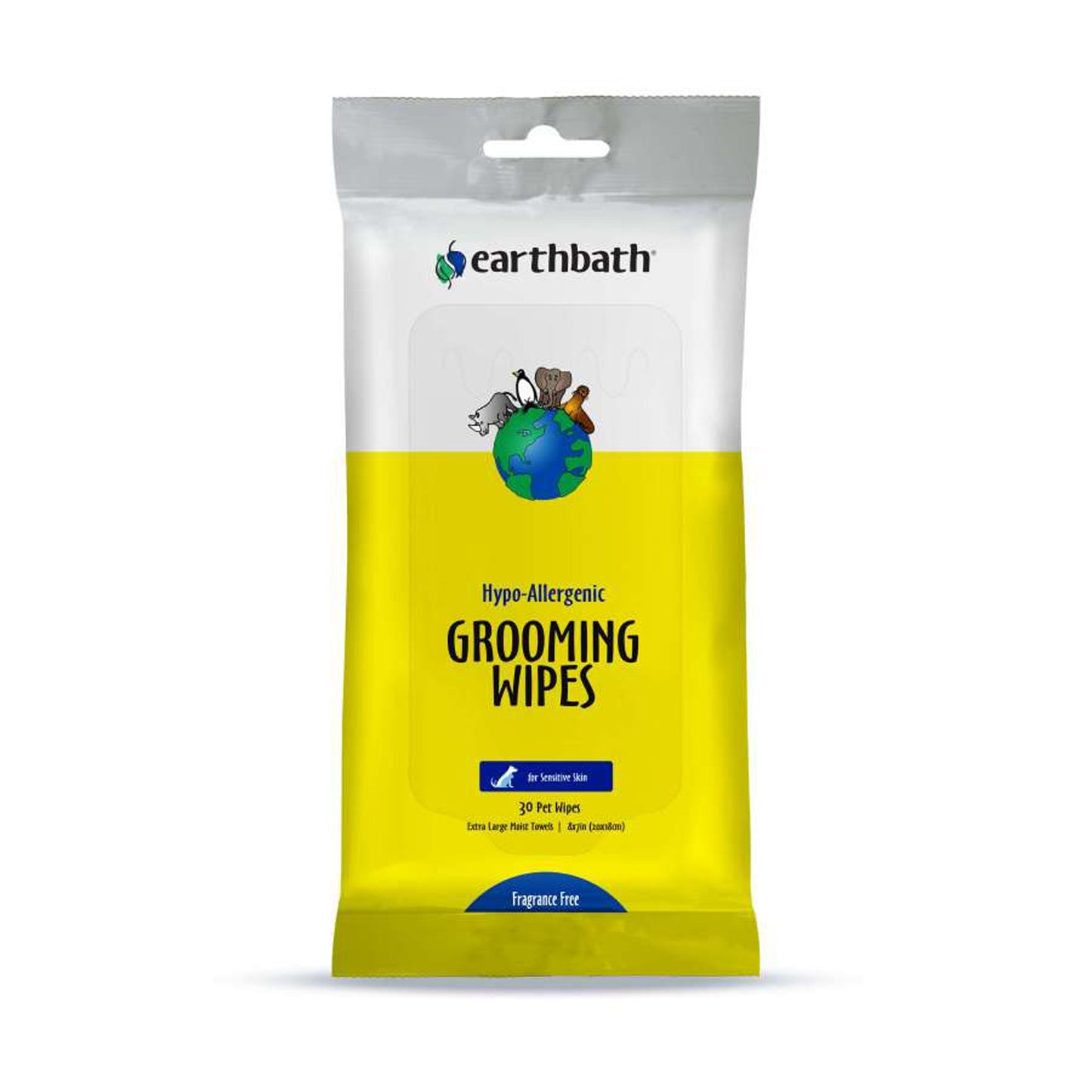 Earthbath Hypo-Allergenic Grooming Wipes, Fragrance Free 1ea/30 ct