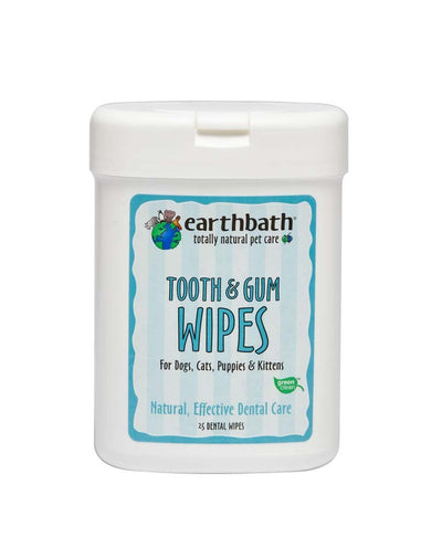 Earthbath Tooth & Gum Wipes for Dogs, Cats, Puppies, & Kittens 1ea/25 ct