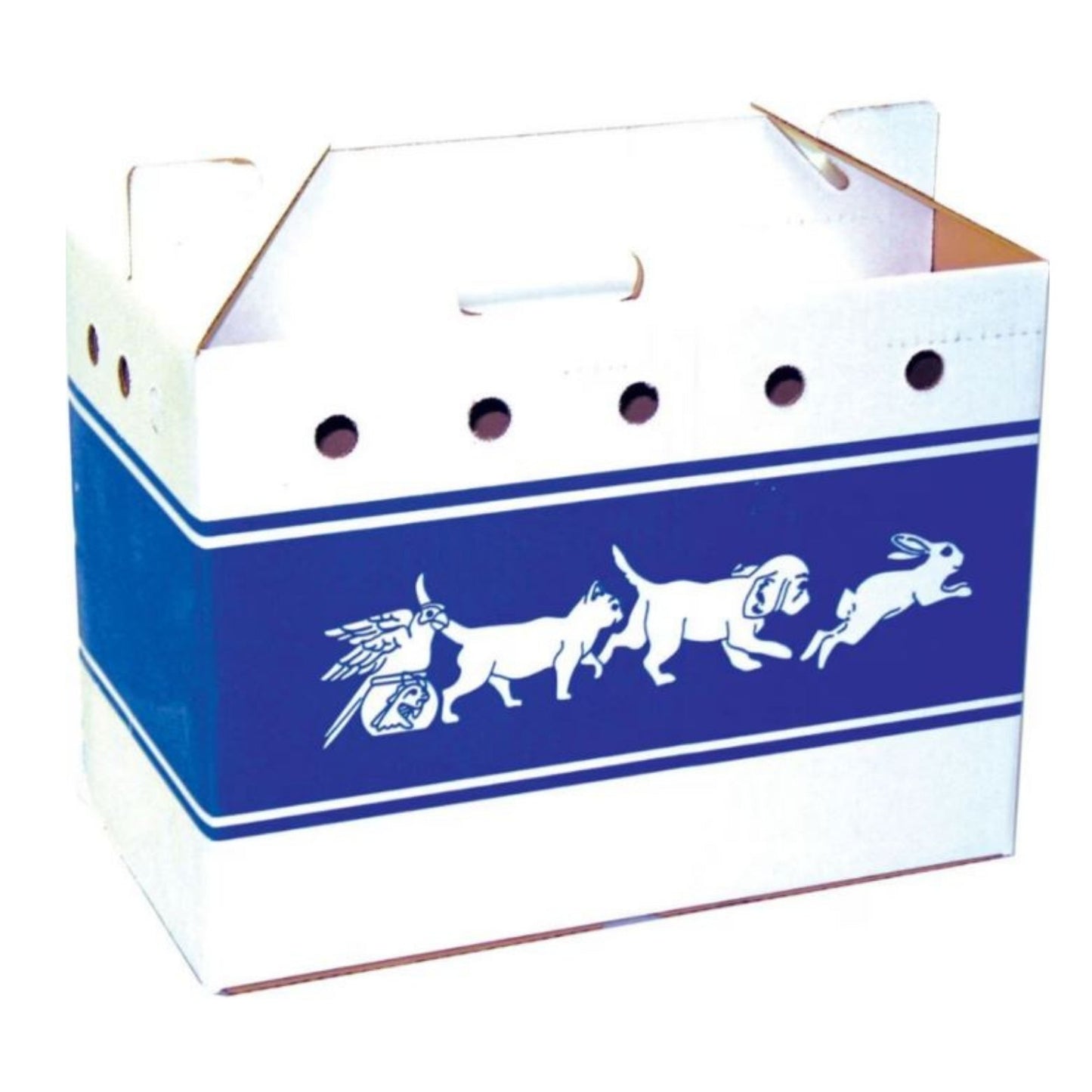 Cardboard Pet Tote Blue/White 6x 4 x 6 in. (Case of 25)