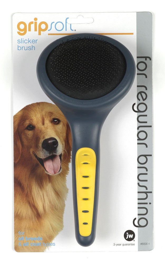JW Pet Slicker Brush Grey/Yellow 1ea/LG