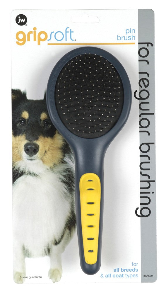 JW Pet Pin Brush Grey/Yellow 1ea/LG