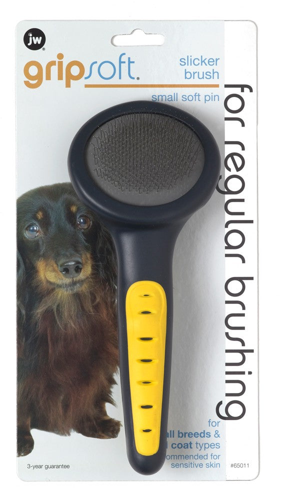 JW Pet Slicker Brush with Soft Pins Grey/Yellow 1ea/SM
