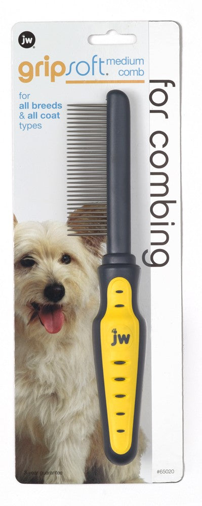 JW Pet Comb Grey/Yellow 1ea/MD