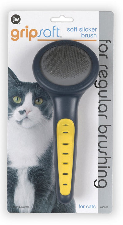 JW Pet GripSoft Cat Slicker Brush Gray/Yellow 1ea/SM