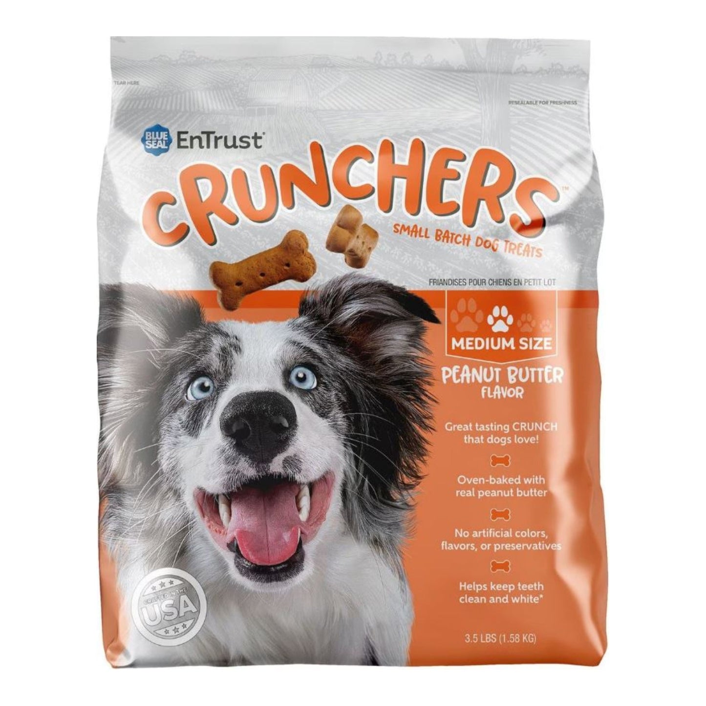 Blue Seal Entrust Crunchers Small Batch Dog Treats Peanut Butter Medium - 3.5Lbs.