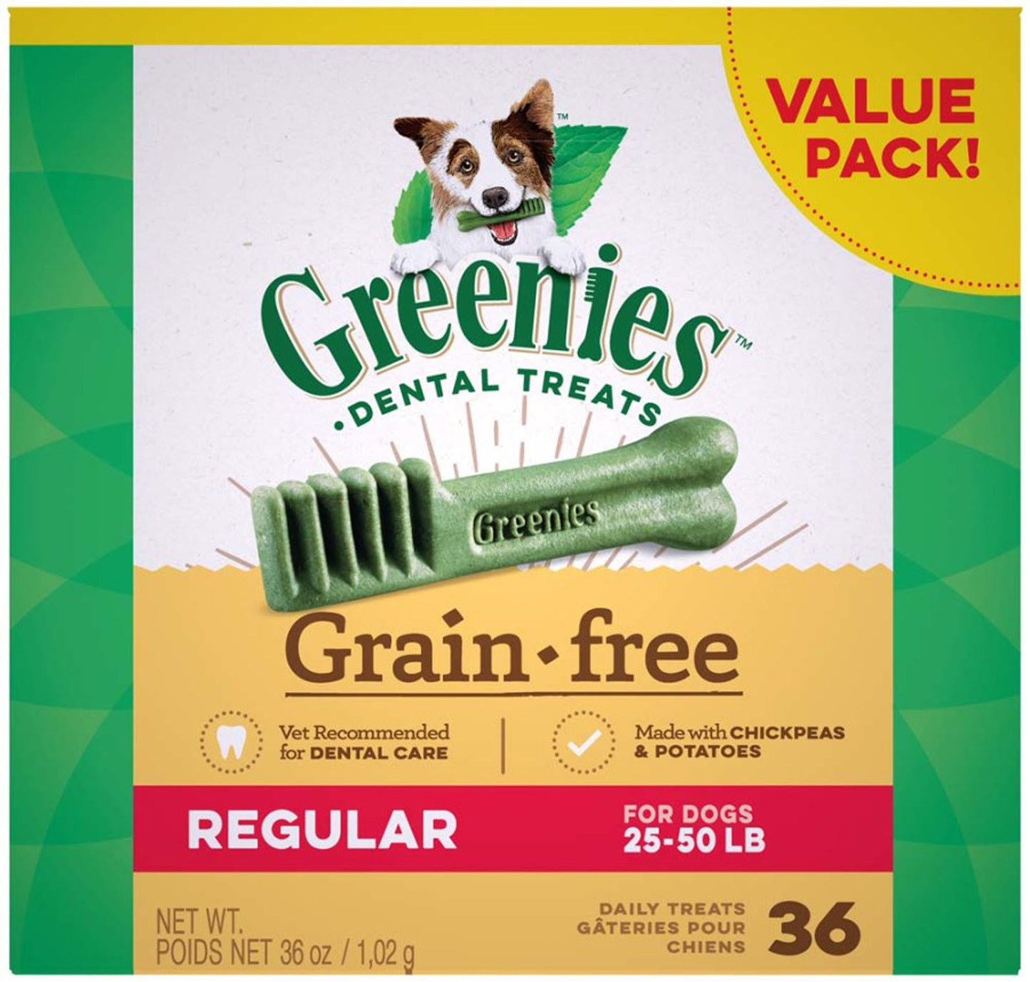 Greenies Grain Free Dog Dental Treats Regular Original 1ea/36 oz, 36 ct