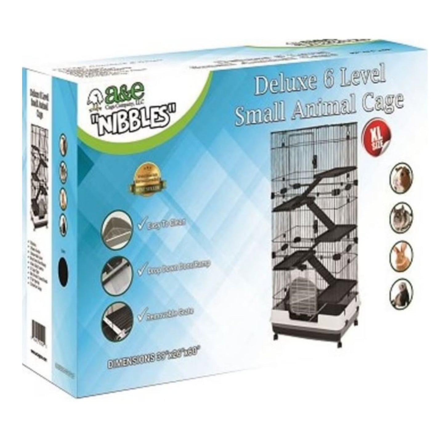 A & E Nibbles-Deluxe-6-Level-Small-Animal-Cage-39-x-26-x-60-in.