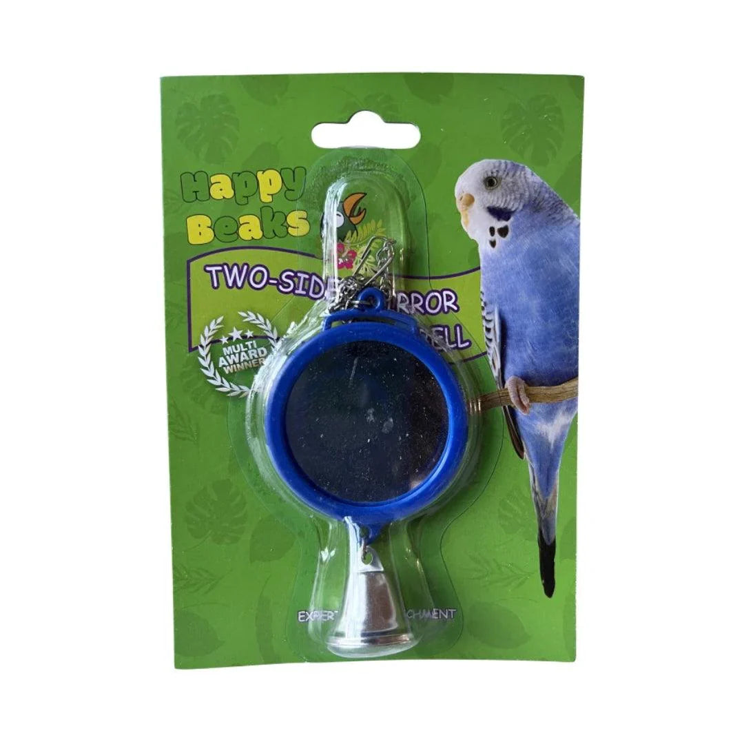 A & E Cages Happy Beaks 2-Sided Mirror with Bell Bird Toy 1ea/One Size