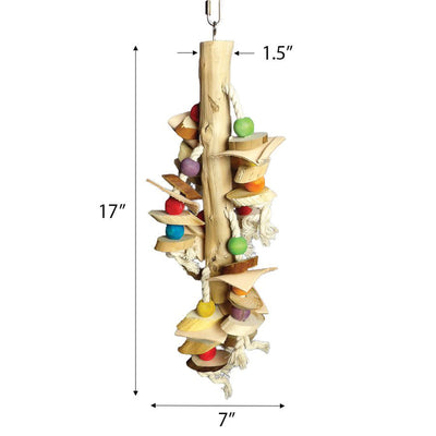 A and E Cages Happy Beaks Real Wood with Hanging Wood Cylinders Bird Toy 7in x 7in x 17in