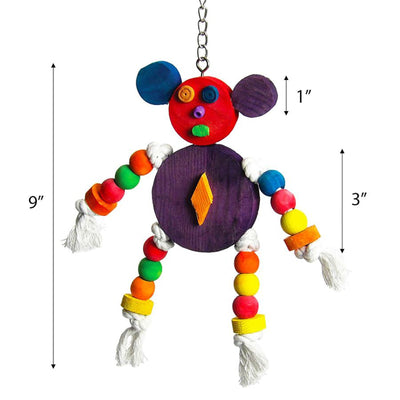 A and E Cages Happy Beaks The Crazy Wooden Mouse Bird Toy 10in x 1in x 10in