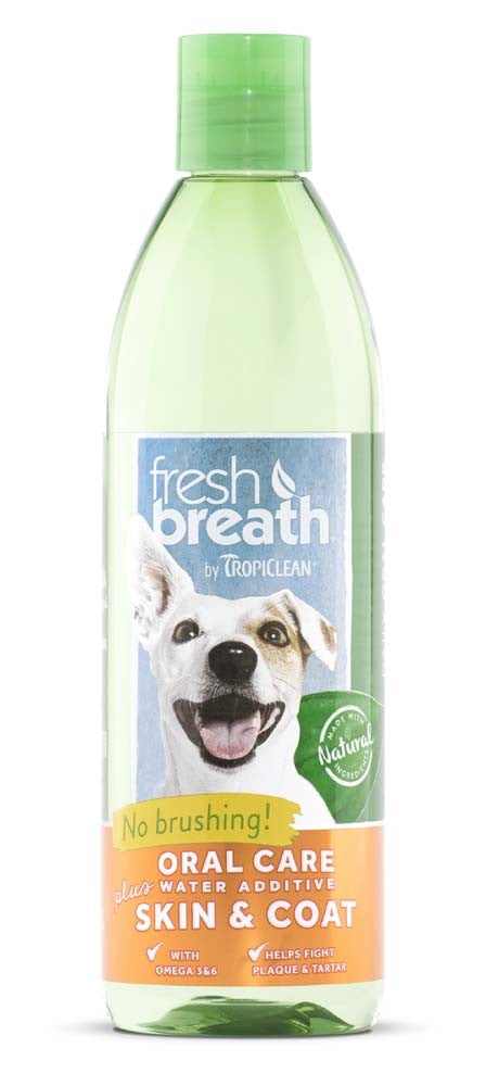 TropiClean Fresh Breath Oral Care Water Additive Plus Skin & Coat for Dogs 1ea/16 fl oz