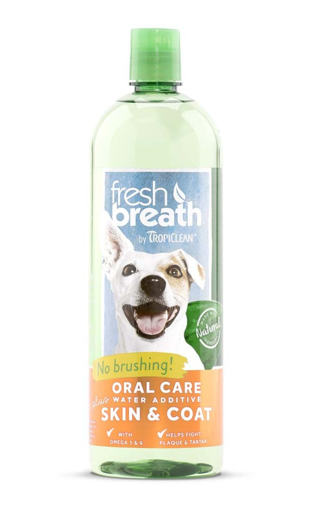 TropiClean Fresh Breath Oral Care Water Additive Plus Skin & Coat for Dogs 1ea/33.8 fl oz