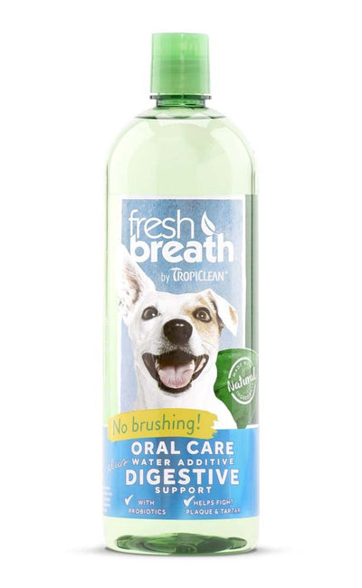 TropiClean Fresh Breath Oral Care Water Additive Plus Digestive Support for Dogs 1ea/33.8 fl oz