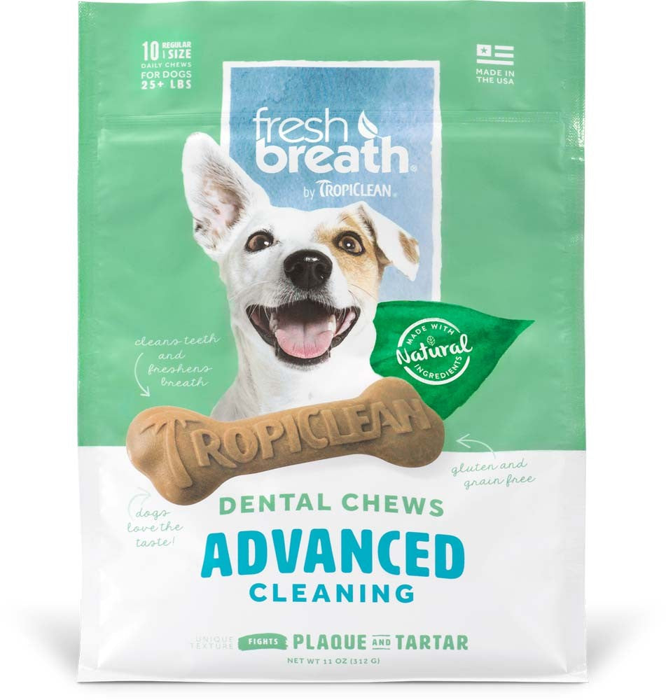 TropiClean Fresh Breath Advanced Cleaning Dental Chews for Dogs Original 1ea/11 oz, 10 ct, Regular