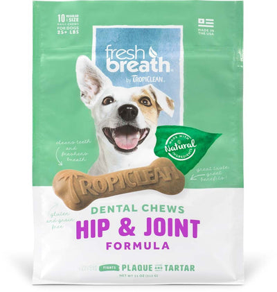 TropiClean Fresh Breath Hip & Joint Dental Chews for Dogs 1ea/11 oz, 10 ct, Regular