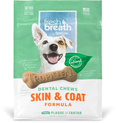 TropiClean Fresh Breath Skin & Coat Dental Chews for Dogs 1ea/11 oz, 10 ct, Regular