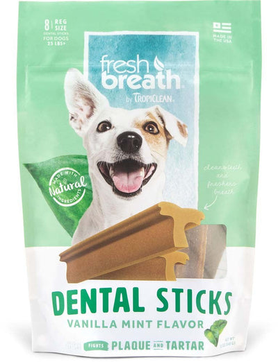 TropiClean Fresh Breath Dental Sticks for Dogs Vanilla Mint 1ea/8 oz, 8 ct, Regular