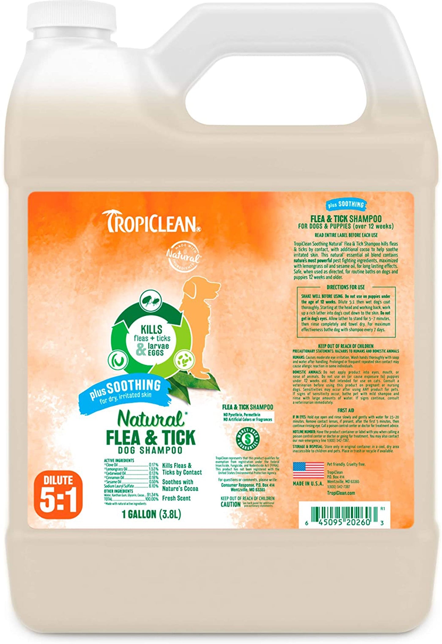 TropiClean Natural Flea & Tick Soothing Shampoo for Dogs 1ea/1 gal