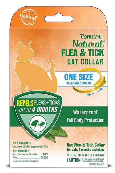 TropiClean Natural Flea & Tick Repellent Collar for Cats 1ea/One Size