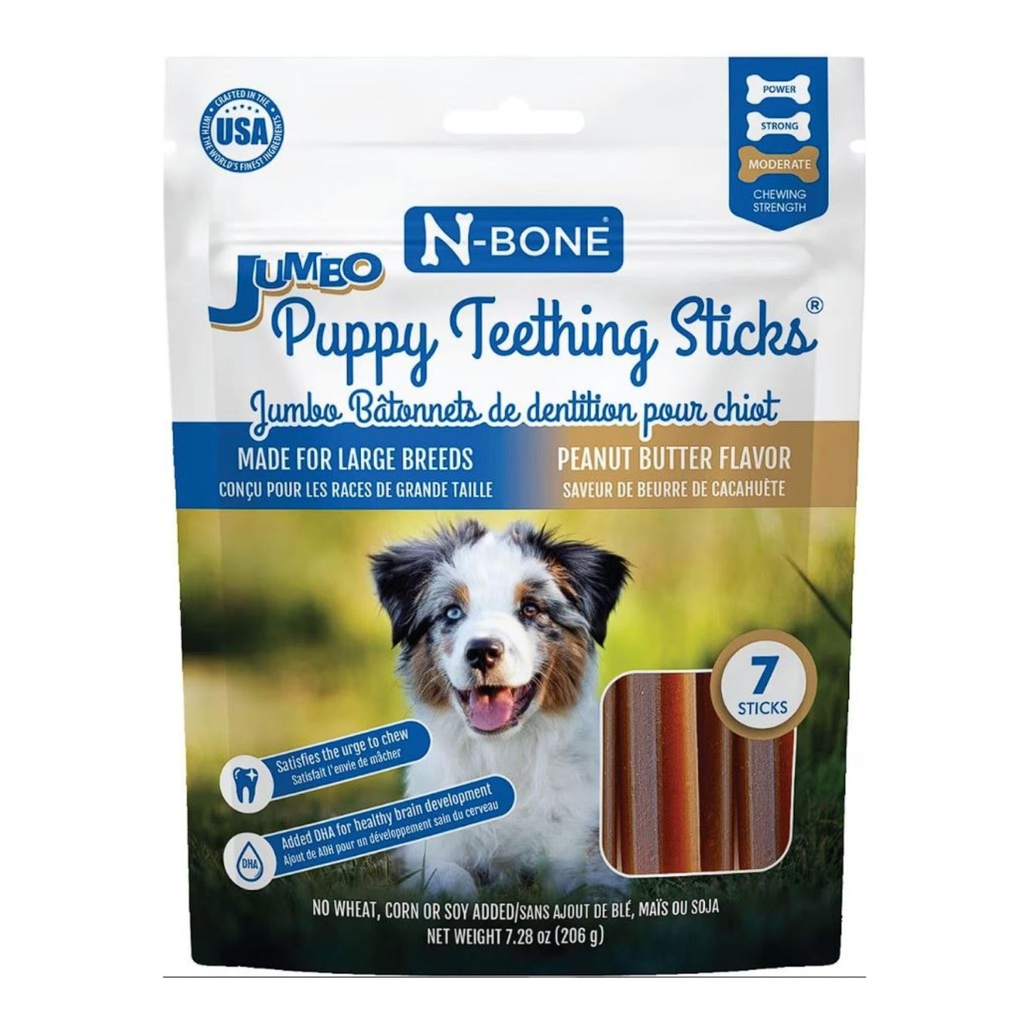 N-Bone Dog Teething Stick Puppy Jumbo Peanut Butter 7 Pack