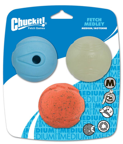 Chuckit! Fetch Medley Balls Dog Toy Assortment 1 Multi-Color 1ea/3 pk, MD