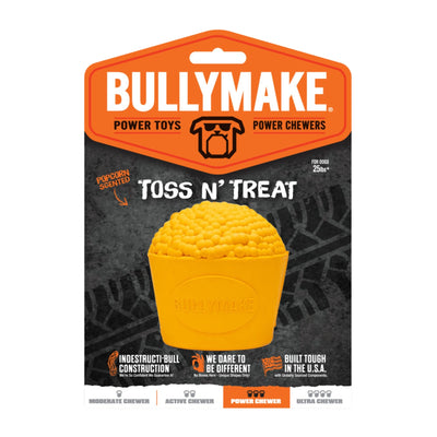 BullyMake Toss n' Treat Flavored Dog Chew Toy Popcorn, Butter, 1ea/One Size