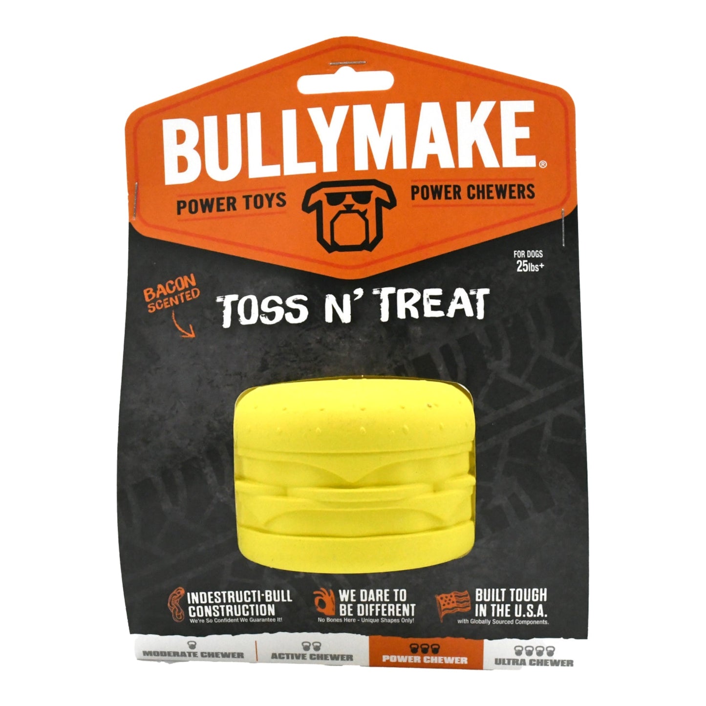 BullyMake Toss n' Treat Flavored Dog Chew Toy Cheeseburger, Bacon, 1ea/One Size