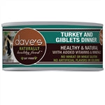 Daves Naturally Healthy Cat Food; Turkey and Giblets Dinner 5.5oz. (Case of 24)