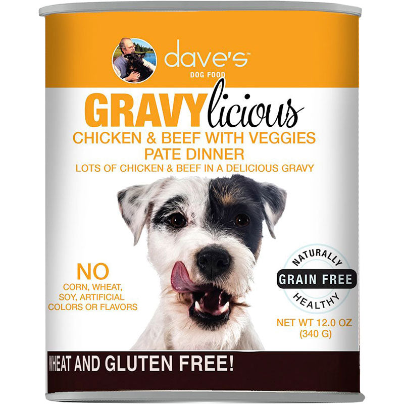 Dave's Cat's Dog Grain Free Gravylicious Chicken And Beef 12oz. (Case of 12)