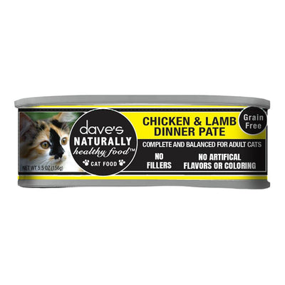 Dave's Pet Food Cat Grain Free Naturally Healthy Chicken Lamb 5.5oz. (Case of 24)