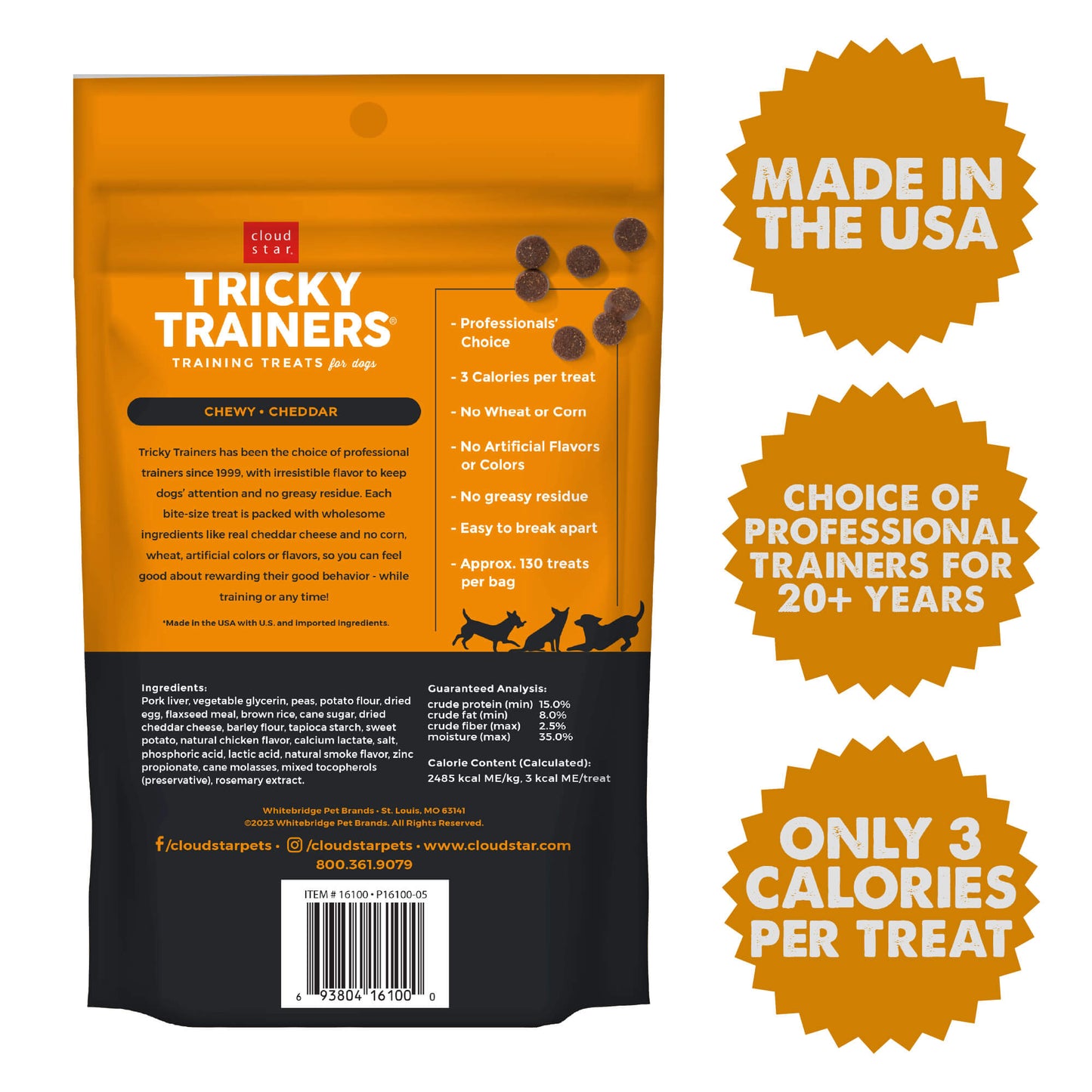 Cloud Star Chewy Tricky Trainers Cheddar Flavor Dog Treats; 5oz. Bag