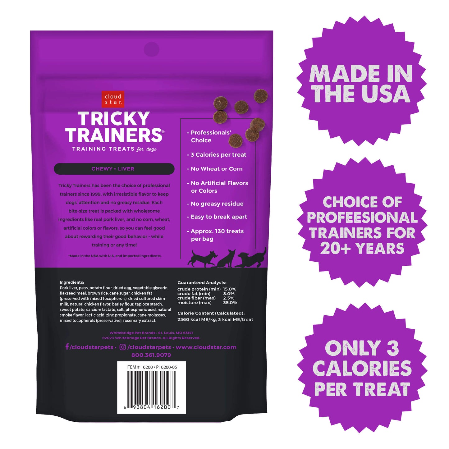 Cloud Star Chewy Tricky Trainers Liver Flavor Dog Treats; 5oz. Bag