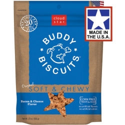 Cloud Star Original Soft and Chewy Buddy Biscuits With Bacon and Cheese Dog Treats; 20-Oz. Bag