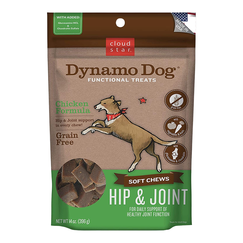 Cloud Star Dynamo Dog Hip and Joint Soft Chews Chicken Formula Dog Treats, 14oz. Bag