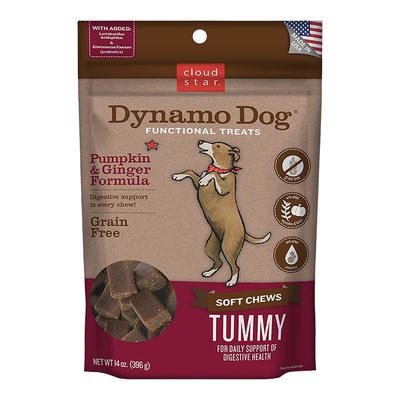 Cloud Star Dynamo Dog Tummy Soft Chews Pumpkin and Ginger Formula Dog Treats, 14-Oz. Bag