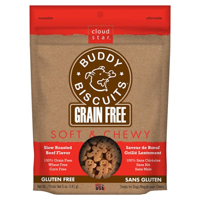 Cloud Star Grain-Free Soft and Chewy Buddy Biscuits With Slow Roasted Beef Dog Treats; 5-Oz. Bag
