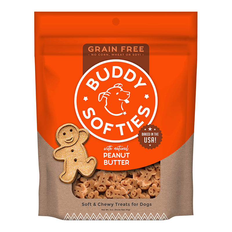Cloud Star Grain-Free Soft and Chewy Buddy Biscuits With Homestyle Peanut Butter Dog Treats; 5oz. Bag