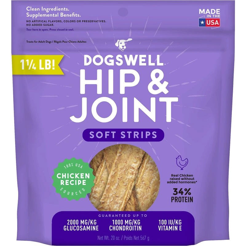 Dogswell Hip & Joint Grain-free Soft Strips Dog Treat Chicken 1ea/20 oz