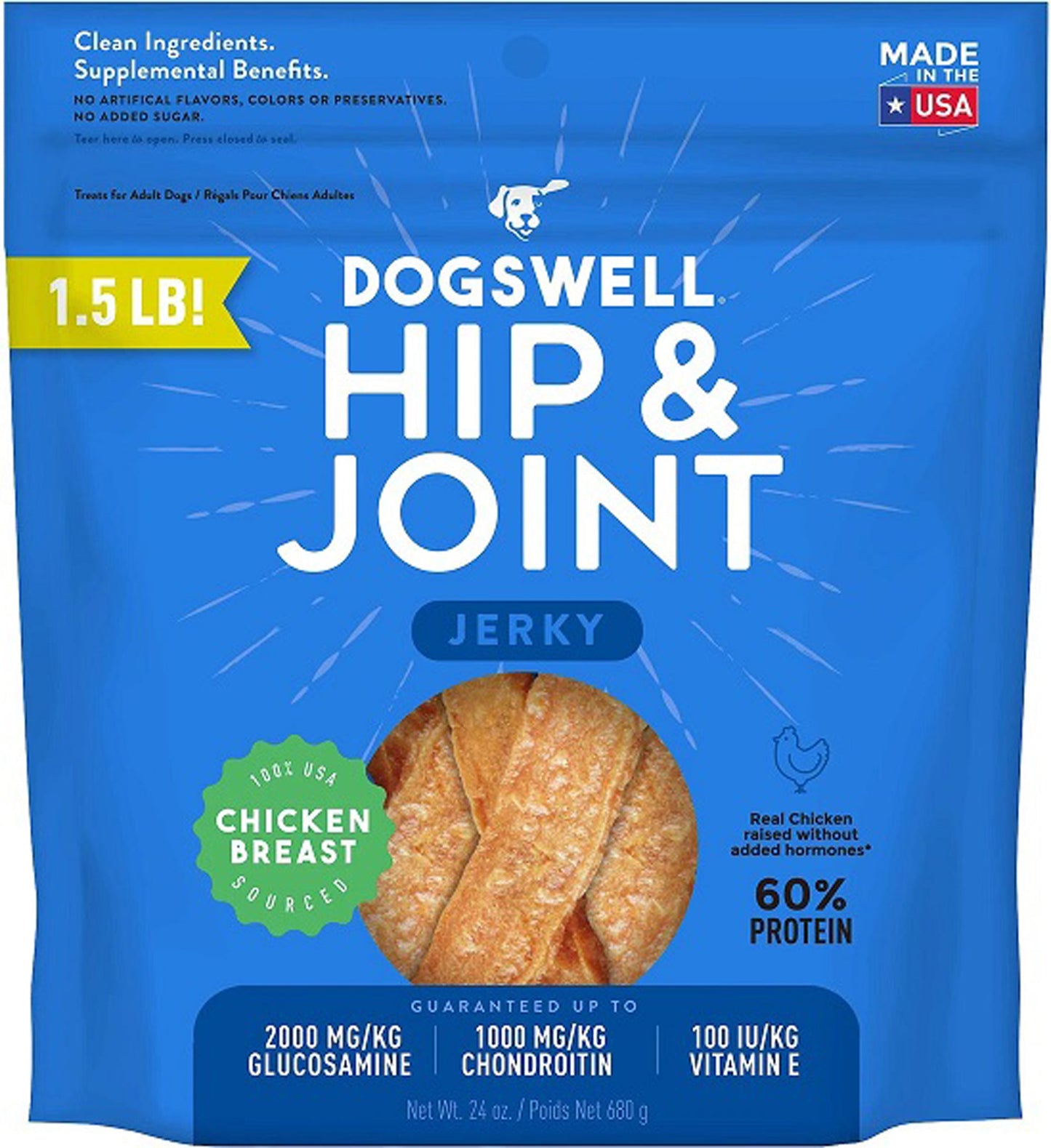 Dogswell Hip & Joint Grain-Free Jerky Dog Treat Regular Chicken 1ea/24 oz