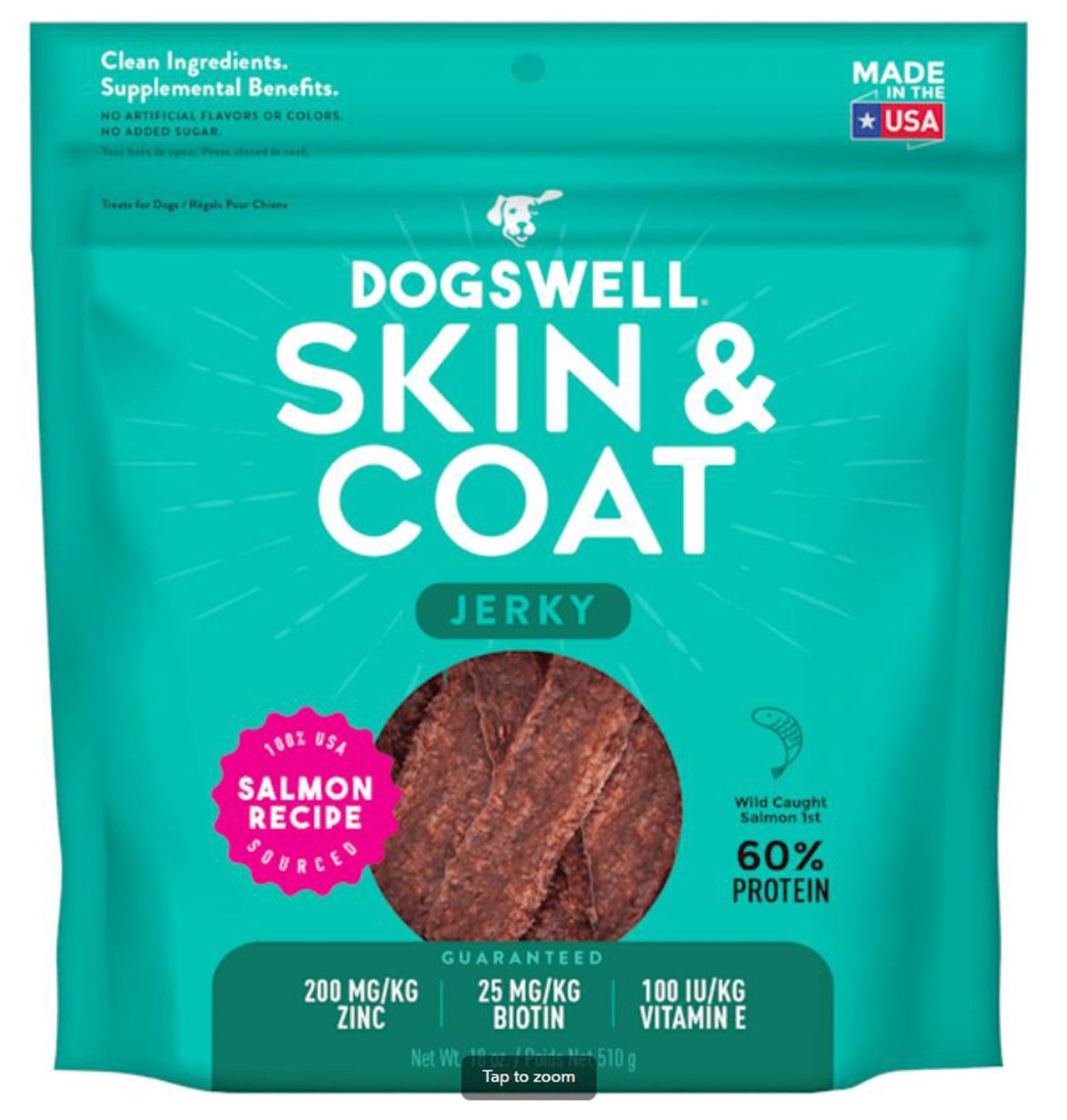 Dogswell Dog Skin And Coat Jerkey Grain Free Salmon 18oz.